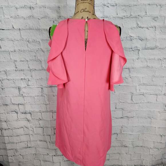 Kate spade petunia dress Sz S cold shoulder coral shift mini Rsvp $298 A17C - Picture 4 of 5
